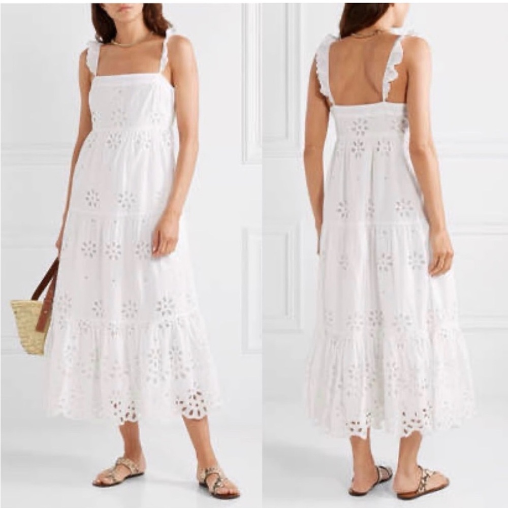 J. Crew Peyton Broderie Anglaise Cotton Maxi Dress White Eyelet Size 16 New